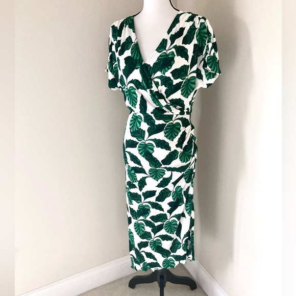 Diane Von Furstenberg Havana Printed Jersey Midi Dress Size L - Picture 7 of 13